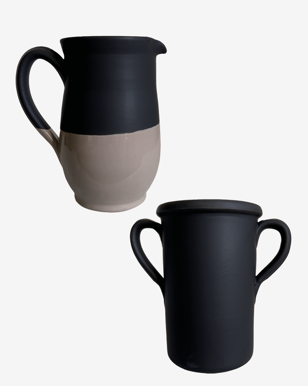 2-teiliges Set Krug mit Doppelhenkel & Bicolor