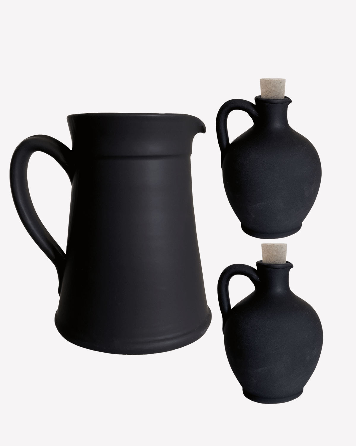 Set Krug & Ölflasche schwarz